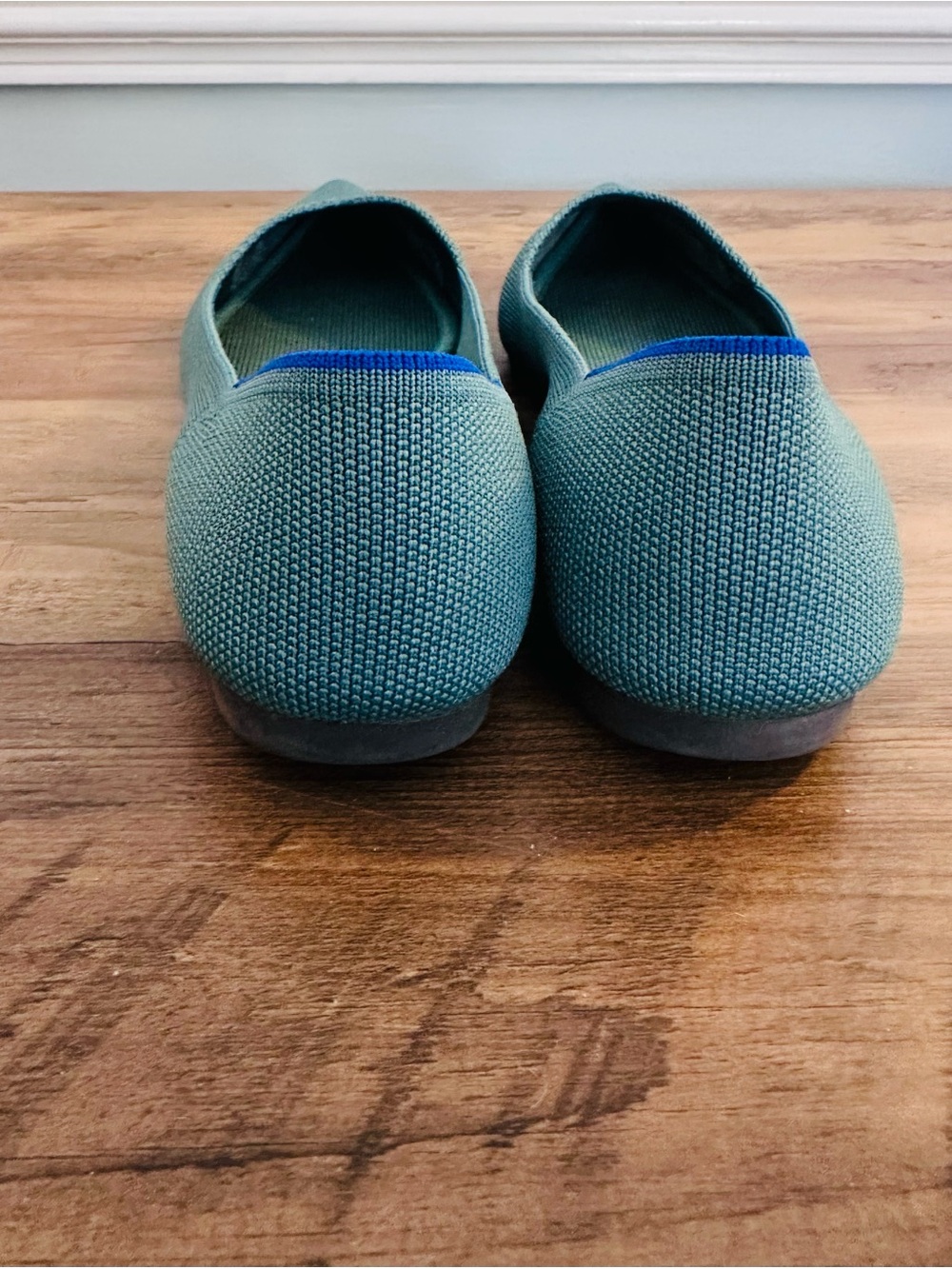 Rothy’s The Point Teal Blue Knit Flats Size 7.5 - Picture 4 of 6